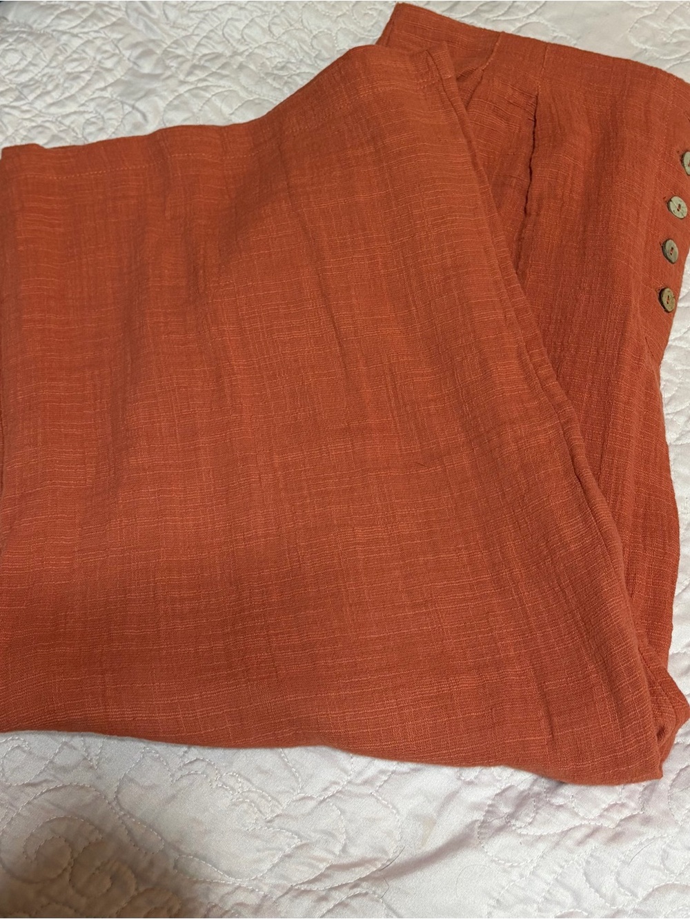 Maya Rust Button-Front Cropped Wide-Leg Pants - Picture 7 of 9